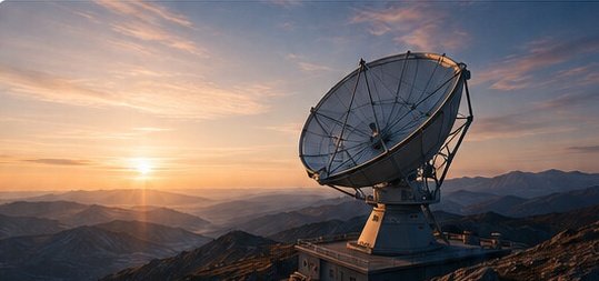 Research antenna at sunset