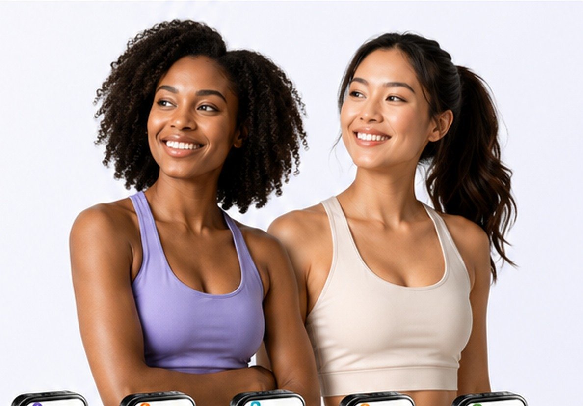 Black woman and Asian woman in modern wellness attire