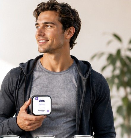 Man holding a compact wellness product