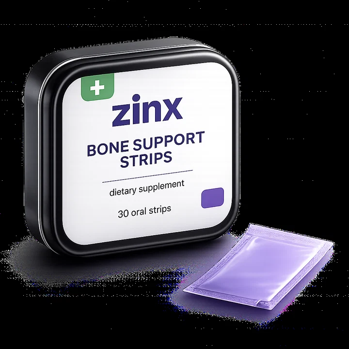 Zinx Bone Support Strips tin and oral strip packet