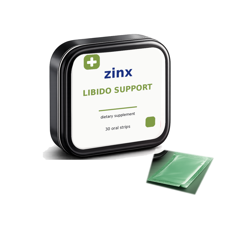 Zinx Libido Support Strips tin and oral strip packet