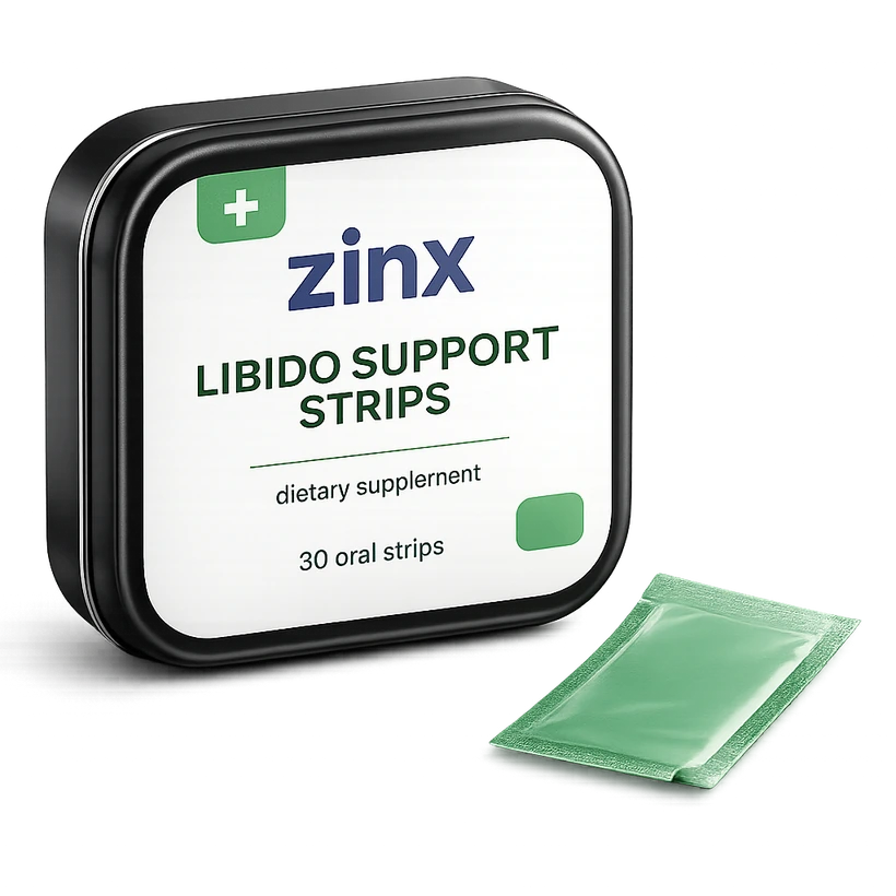 Zinx Libido Support Strips tin and oral strip packet